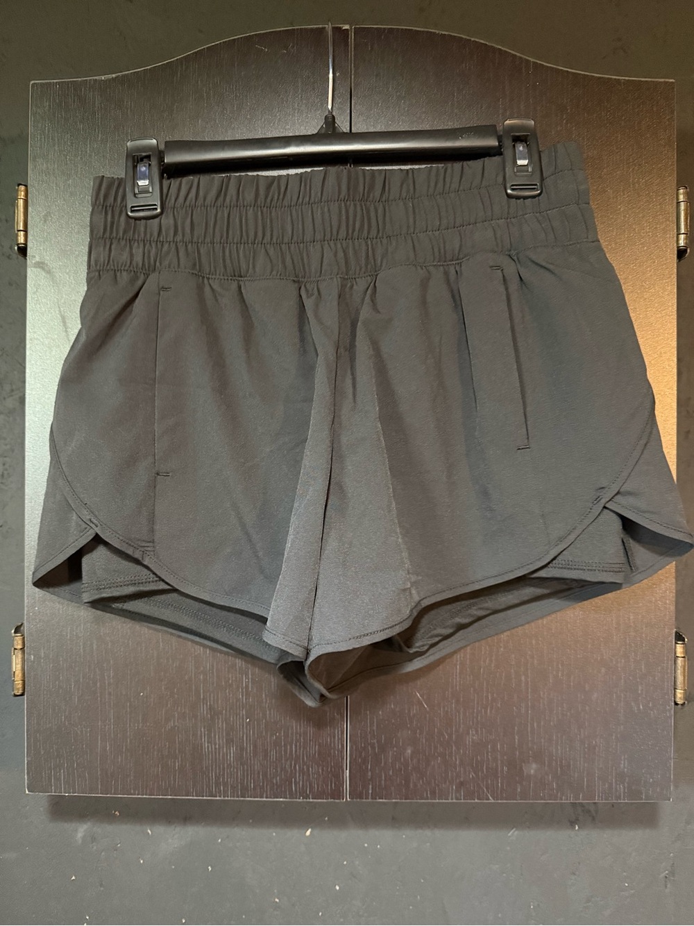 Avia Black Women's Athletic Running Shorts with Overlap Hem